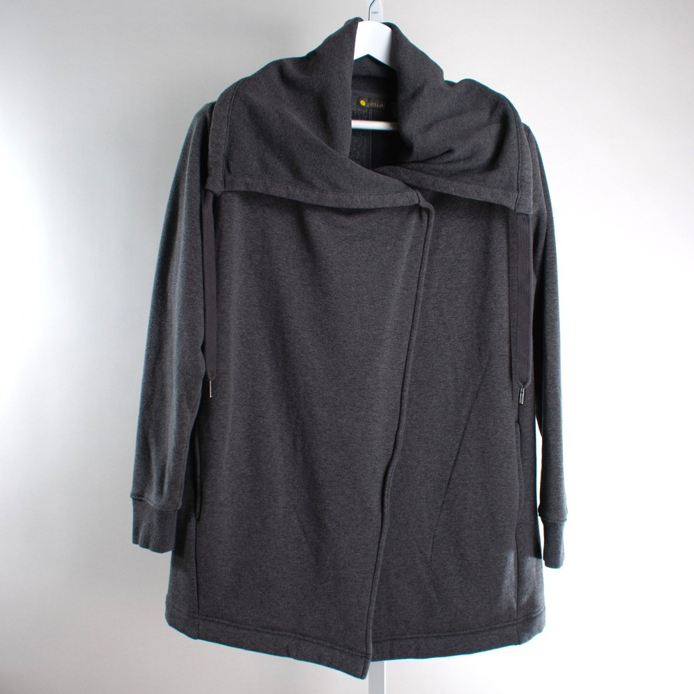 Zella Gray Cowl Neck Long Sleeve Snap Front Lounge Jacket‎ Medium M